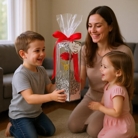 Prezent na Dzień Mamy wyjątkowa wieczna róża z personalizacją